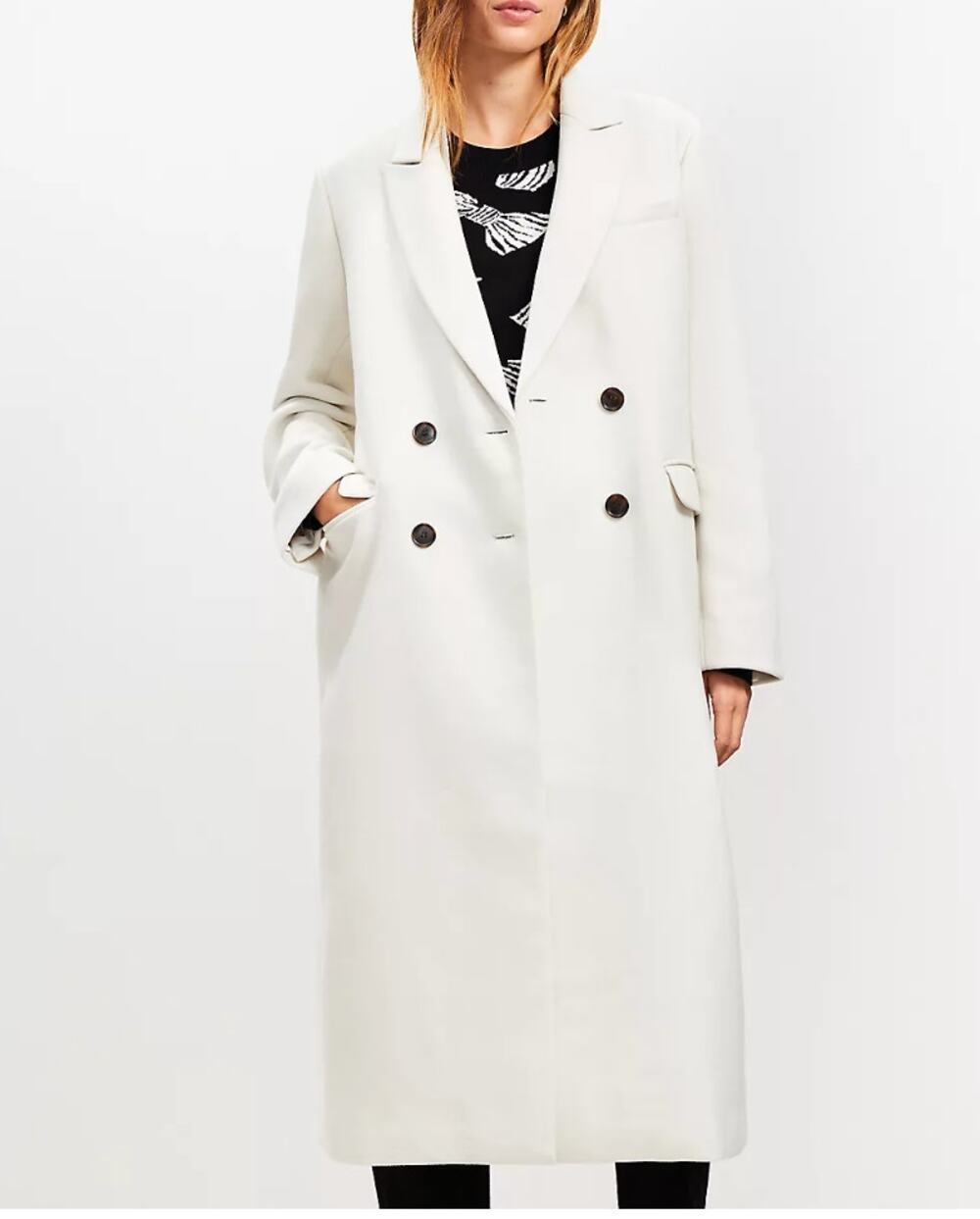 NEW ANN TAYLOR LOFT $210 WHISPER WHITE DOUBLE BREASTED COAT Small